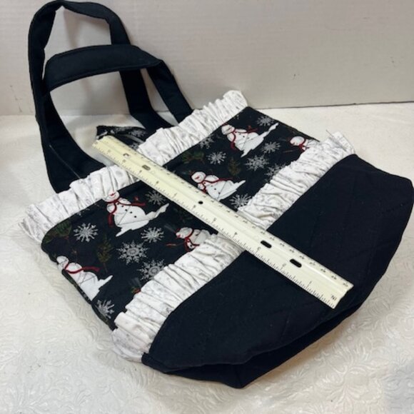 Handmade Winter Fabric Button Closure Cotton Tote Handbag w/Eyeglass Case NEW - Picture 10 of 12
